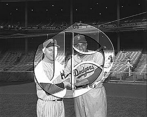 Whitey Ford and Don Newcombe at Yankee Stadium55N0208